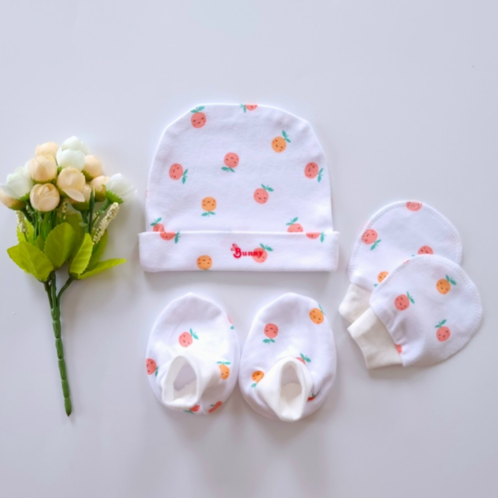 Set 3 món Nón bao tay chân Bunny cho bé sơ sinh