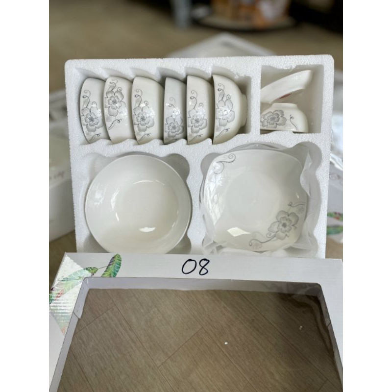 Bộ bát đĩa Bát Tràng hoa decor cực đẹp , hoa văn họa tiết sắc nét