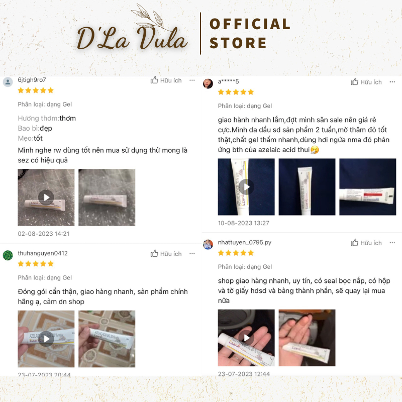 Kem giảm mụn Ezanic và Gel Ezanic 20% Azelaic acid 15g ngừa mụn, giảm thâm chính hãng Intas