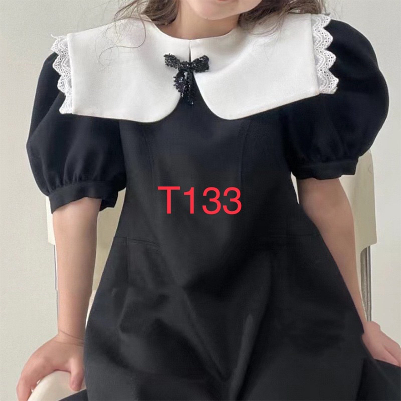 T133 Váy thiết kế nơ đen cho bé gái