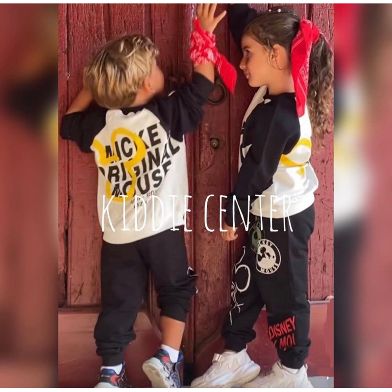 Set bộ nỉ da cá Mickey Za.ra đen trắng cho bé trai bé gái size từ 12-24 cân