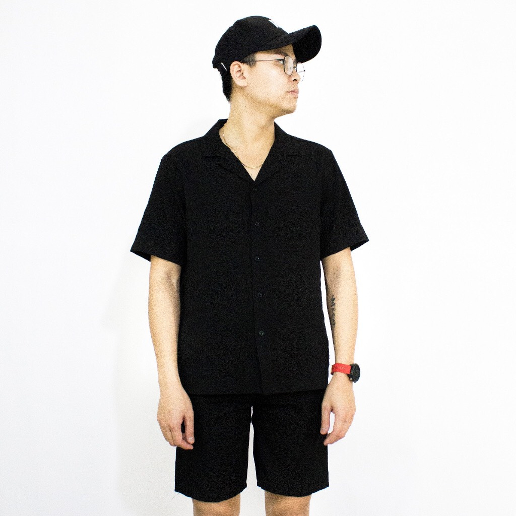 Áo đũi nam BIGSIZE  cộc tay cổ vest phối cúc dừa