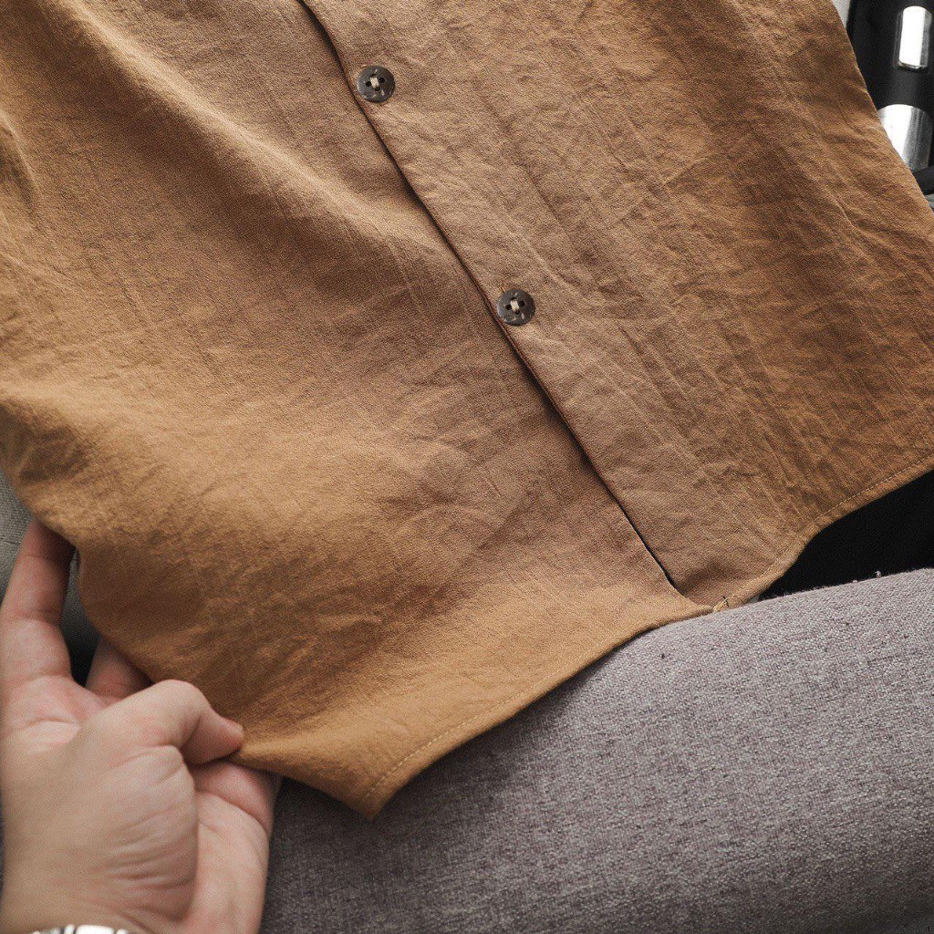 Áo đũi nam BIGSIZE  cộc tay cổ vest phối cúc dừa