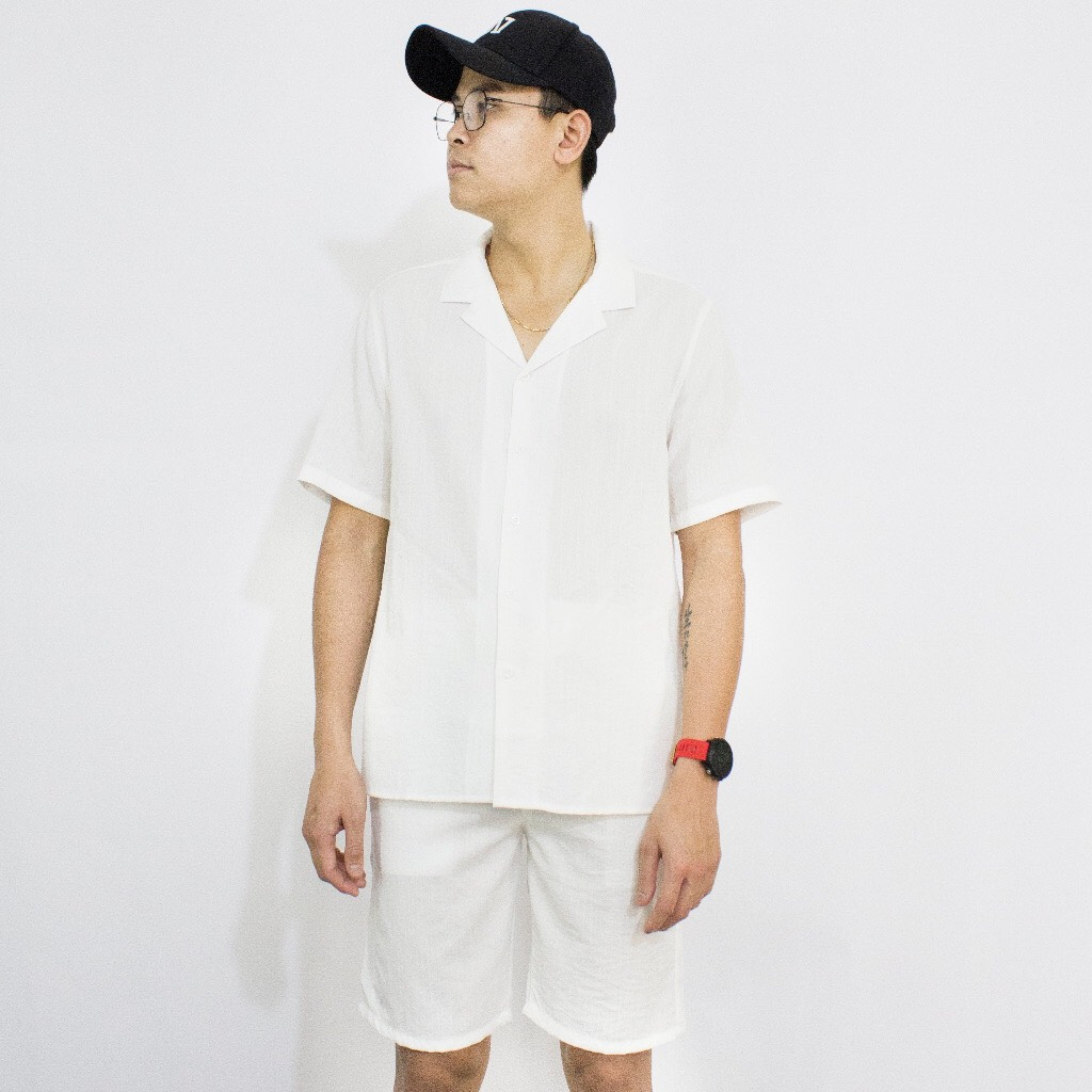 Áo đũi nam BIGSIZE  cộc tay cổ vest phối cúc dừa