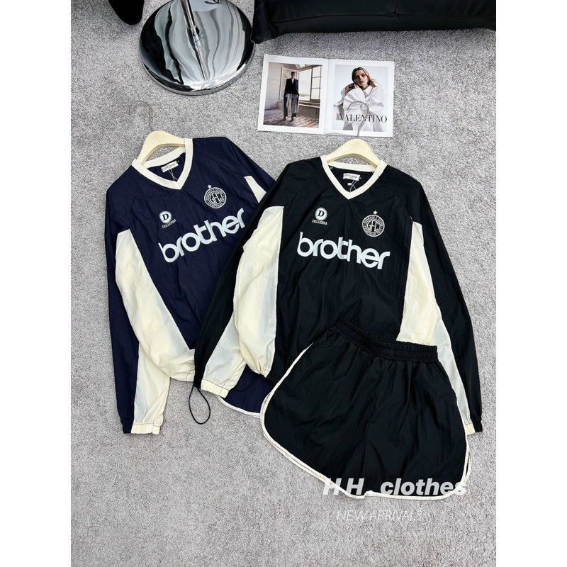 Set áo tay dài phối chữ kèm quần short