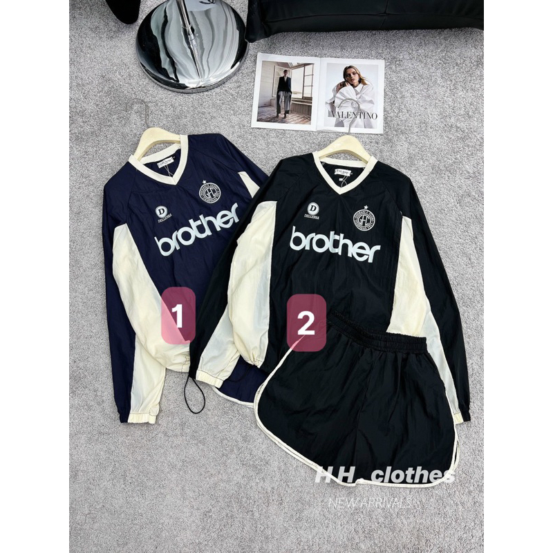 Set áo tay dài phối chữ kèm quần short