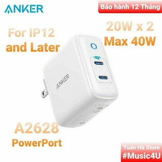 Củ sạc nhanh Anker 2 cổng A2628 A2622 36w 40W 42W cho IP 7 8 X 11 12 13 Pro Max Plus Tuấn Hà Store