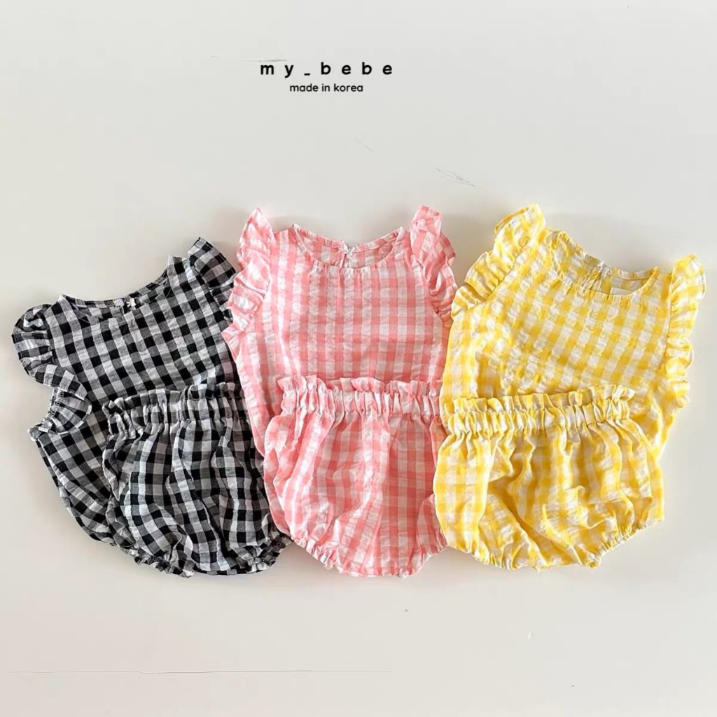 Bộ Sát Nách Kẻ Caro, Bộ Đũi Kẻ Viền Bèo Cho Bé Trai Và Bé Gái Từ 5-15kg Heri Kids