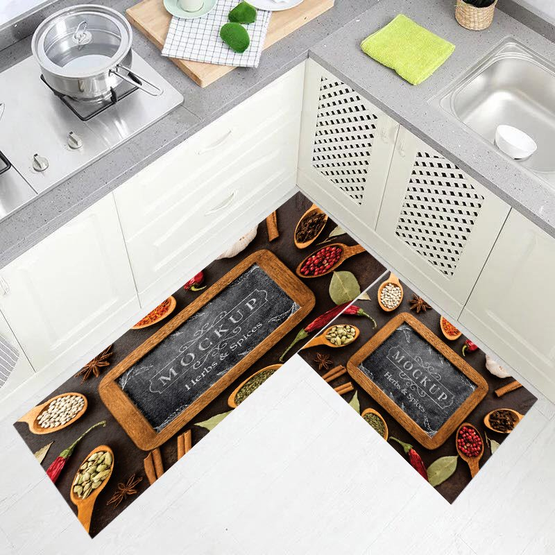 Bộ 2 Thảm Bếp Hàng Loại 1 Dày Và Mịn Thấm Hút Tốt, Mặt Đáy Chống trơn, Mặt Thảm Bali