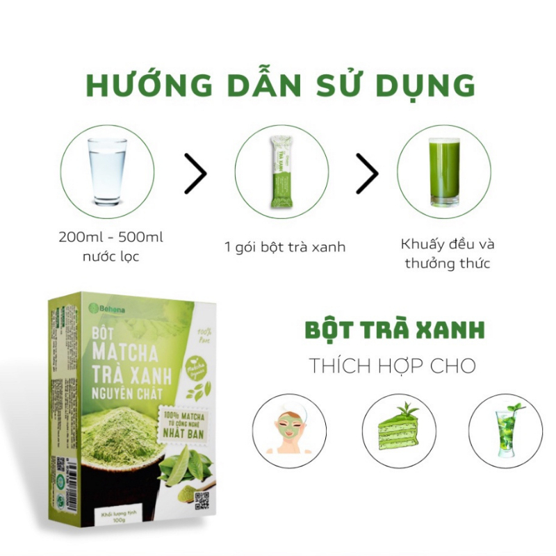 Bột matcha trà xanh hữu cơ sấy lạnh ONFOD giảm cân làm đẹp da chống lão hóa hộp 50g 20 gói x 2.5g