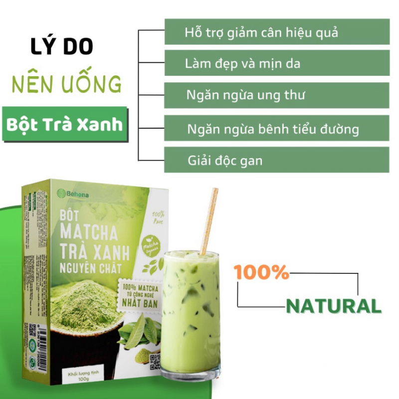 Bột matcha trà xanh hữu cơ sấy lạnh ONFOD giảm cân làm đẹp da chống lão hóa hộp 50g 20 gói x 2.5g