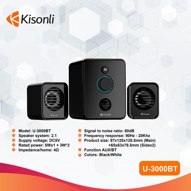 Loa Vi Tính 2.1 Kisonli U-3000BT Hỗ Trợ Bluetooth Không Dây - KISONLI - Speaker 2.1 Laptop/Computer U-3000