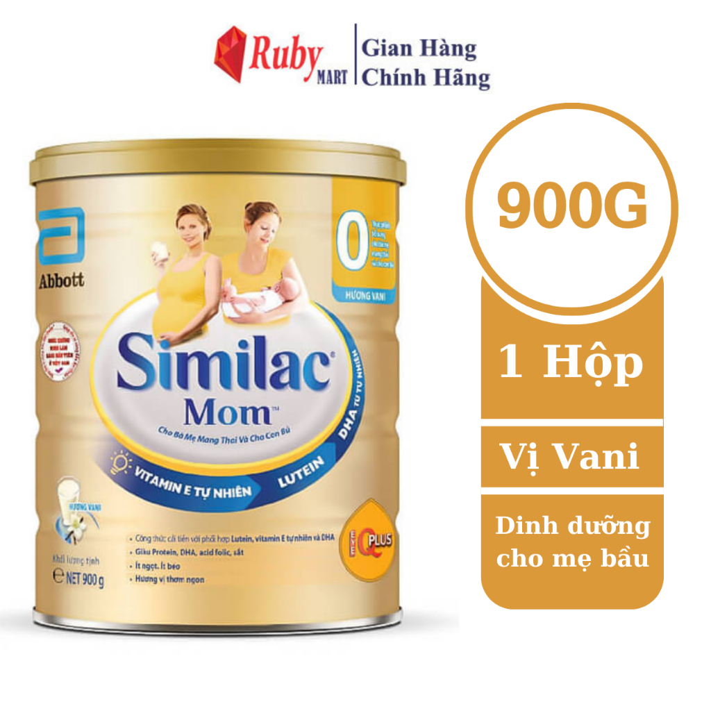 [Date T8/25] Sữa bột Similac Mom IQ 900G hương vani bổ sung dinh dưỡng cho bà mẹ mang thai và cho con bú