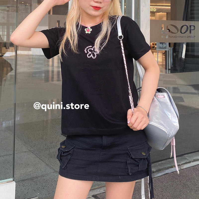 Quini.made - Áo Baby Tee Flower Thêu Hoa + “quini.made” - Chất Liệu Premium 100% Cotton- QUINI STORE