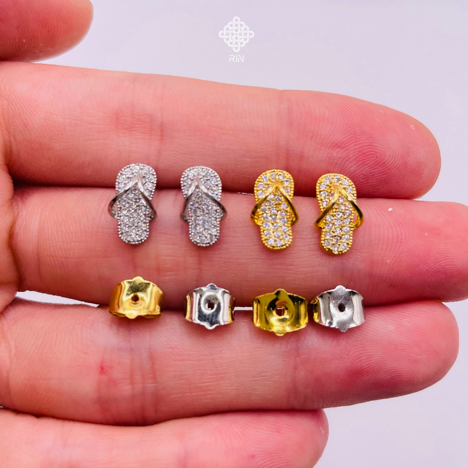 Bông tai titan hình chiếc dép, Hoa tai hình chiếc dép bằng titan không phai không rỉ sét, Trangsucmoiluatuoi.RIN