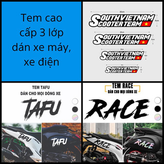 Tem dán xe logo sticker chữ race south vietnam scooter team tafu southvietnam sh vision