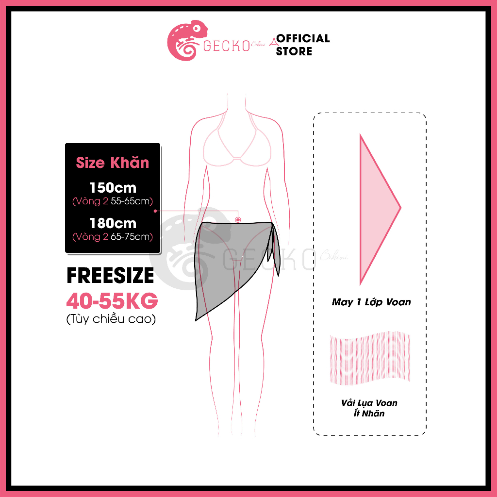 Khăn Quấn Phối Lưới GECKO Mặc NgoàI Bikini 3PK03-B (Ảnh Thật) | BigBuy360 - bigbuy360.vn