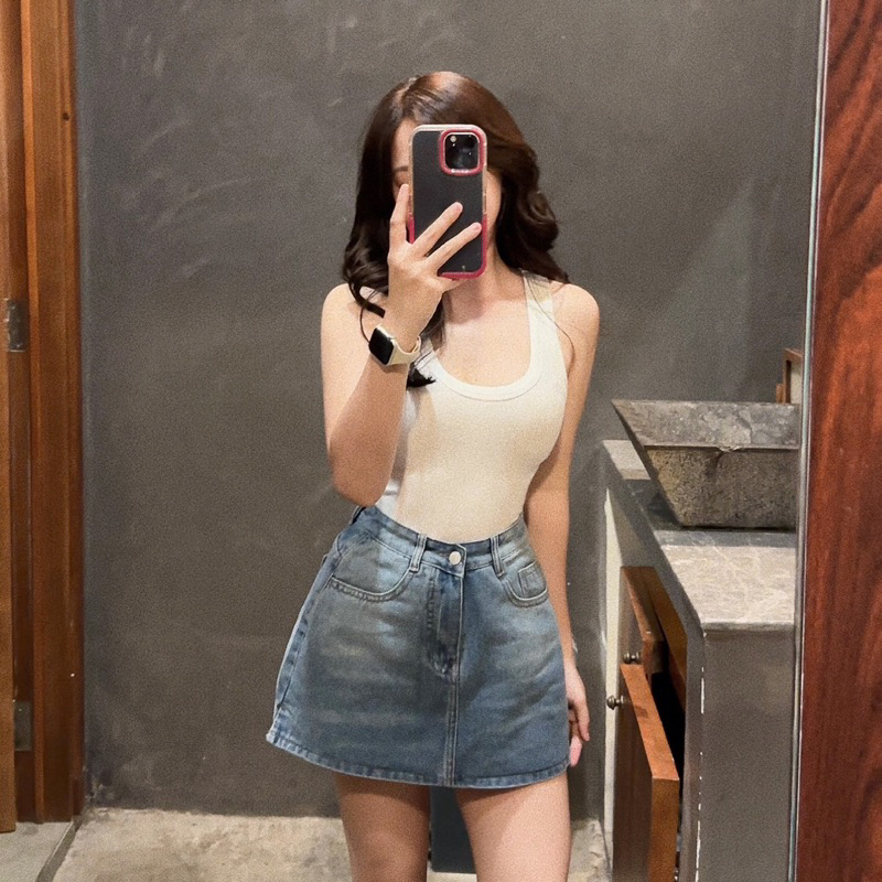 Chân Váy Jean Nữ Dáng Chữ A Tôn Dáng