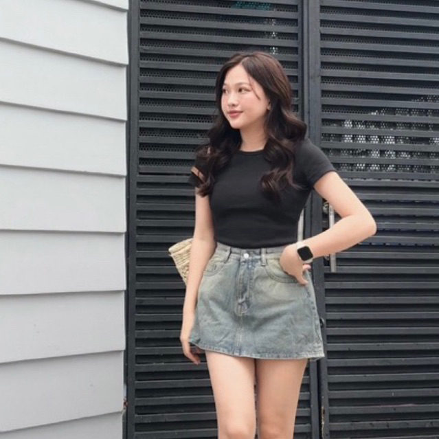 Chân Váy Jean Nữ Dáng Chữ A Tôn Dáng