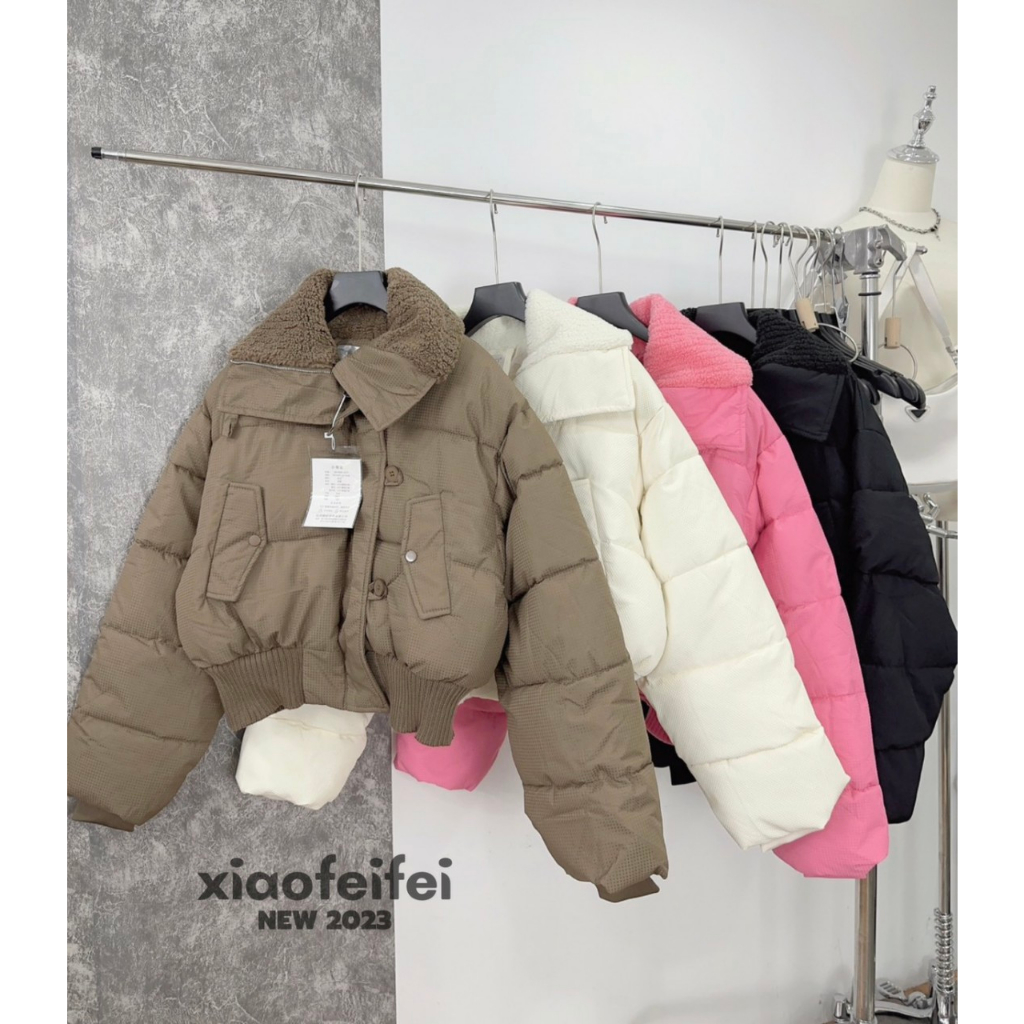 Phao siêu nhẹ phối cổ lông cừu , dáng bo nên gọn lắm , phao crotop, phao mùa đông, áo khoác thu đông