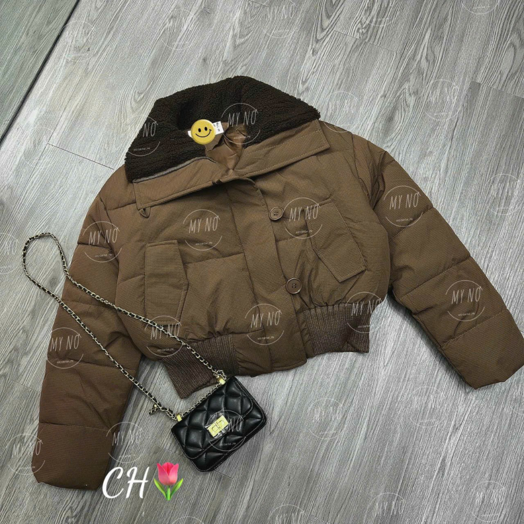 Phao siêu nhẹ phối cổ lông cừu , dáng bo nên gọn lắm , phao crotop, phao mùa đông, áo khoác thu đông