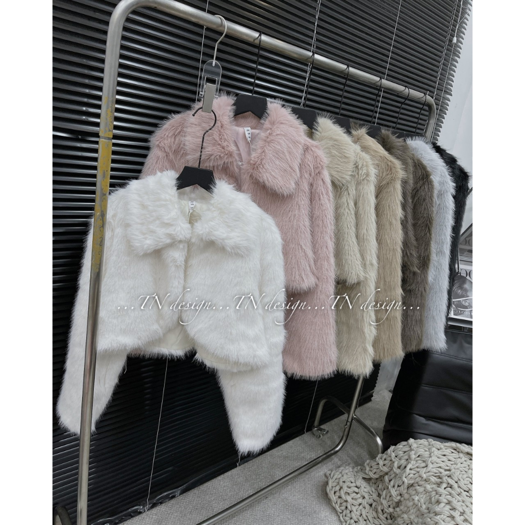 Áo khoác lông crotop cổ bẻ, áo lông, áo khoác thu đông