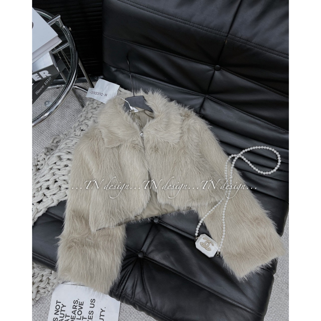 Áo khoác lông crotop cổ bẻ, áo lông, áo khoác thu đông