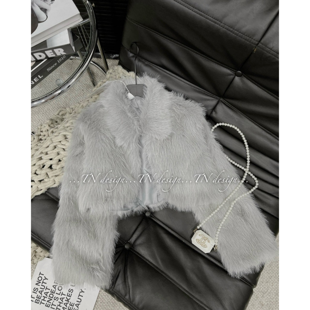 Áo khoác lông crotop cổ bẻ, áo lông, áo khoác thu đông