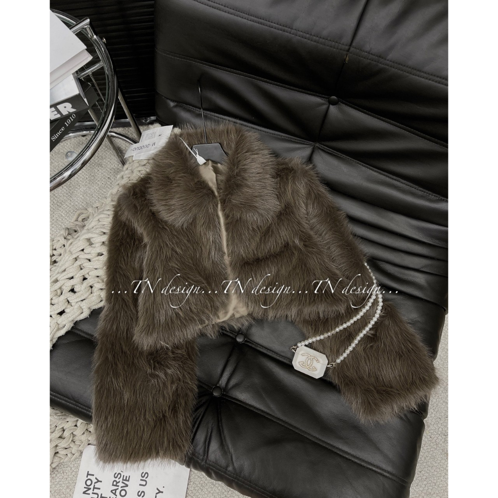 Áo khoác lông crotop cổ bẻ, áo lông, áo khoác thu đông
