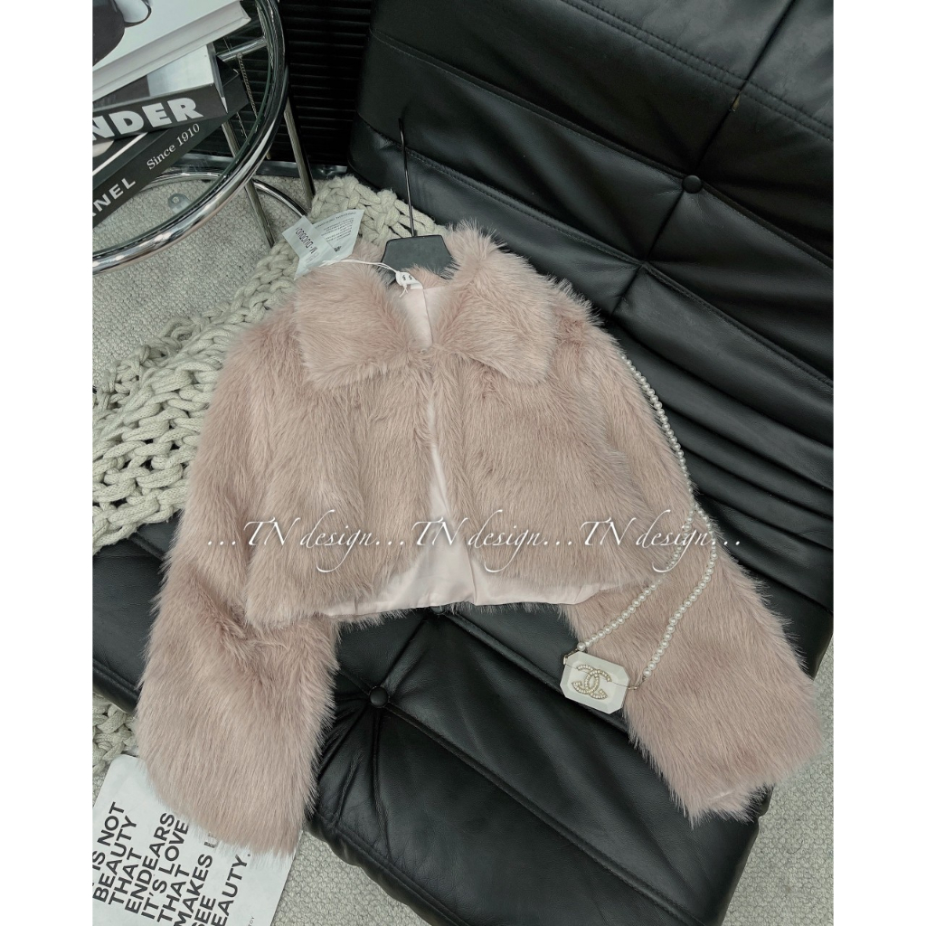 Áo khoác lông crotop cổ bẻ, áo lông, áo khoác thu đông