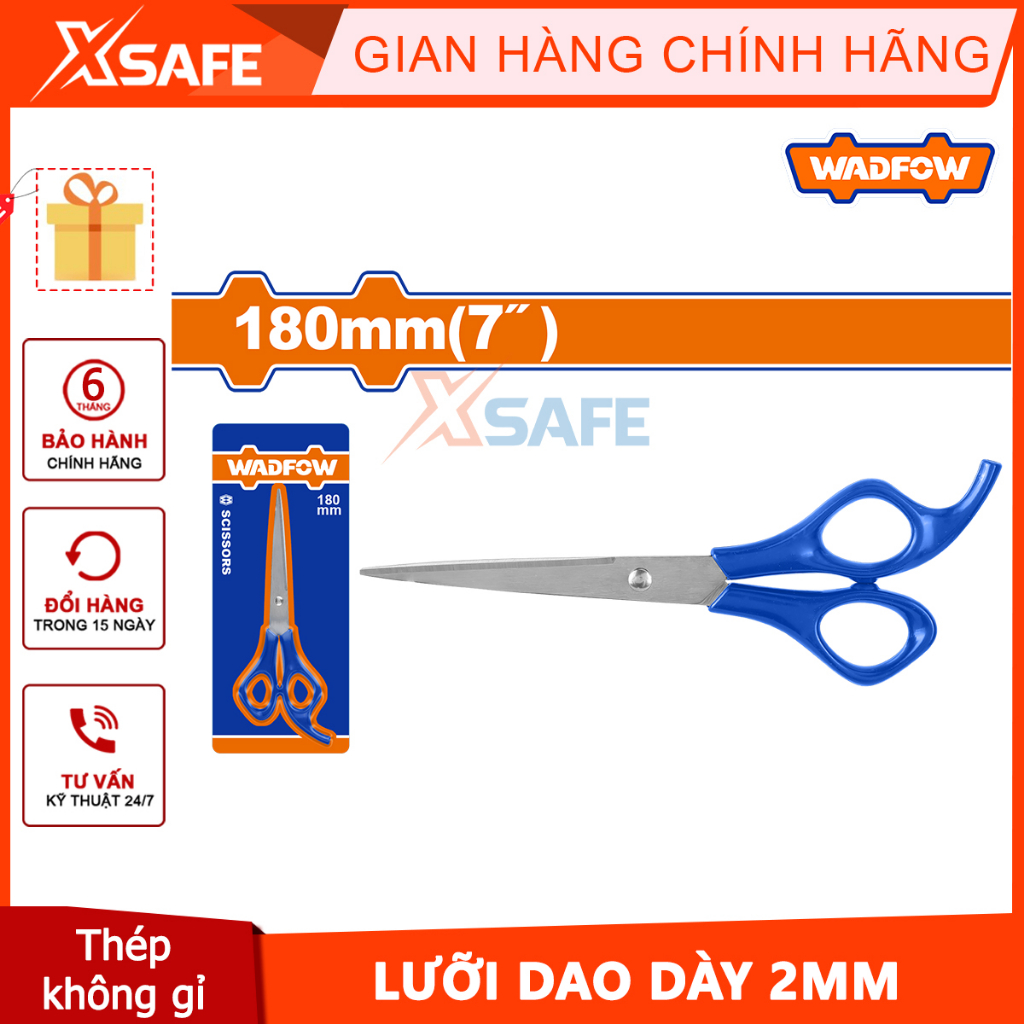 Kéo cắt tóc 180mm Kích thước:180mm Vật liệu: thép không gỉ độ dày lưỡi kéo: 2.0mm bằng thẻ trượt 240 Wadfow WSX3607