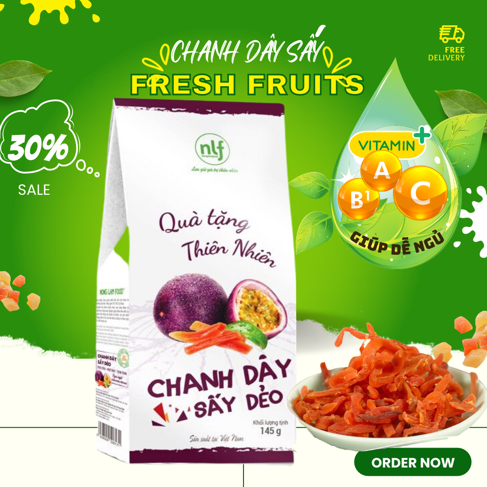 Chanh dây sấy dẻo Nonglamfood, hoa quả sấy healthy dưỡng chất cho cơ thể