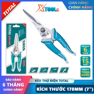 Kéo lưỡi răng Total THT117871 | kéo thợ điện dùng thép không gỉ, kích thước 178mm