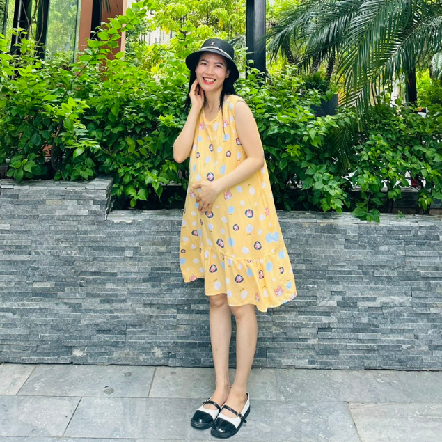 Váy lanh bầu dáng suông, mặc nhà Mùa HÈ cho bà bầu