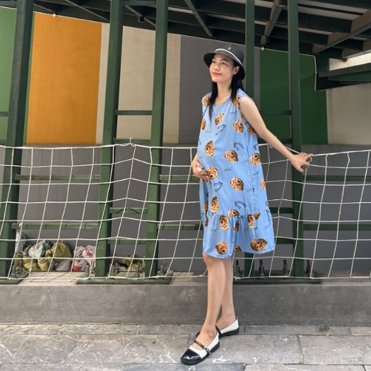 Váy lanh bầu dáng suông, mặc nhà Mùa HÈ cho bà bầu