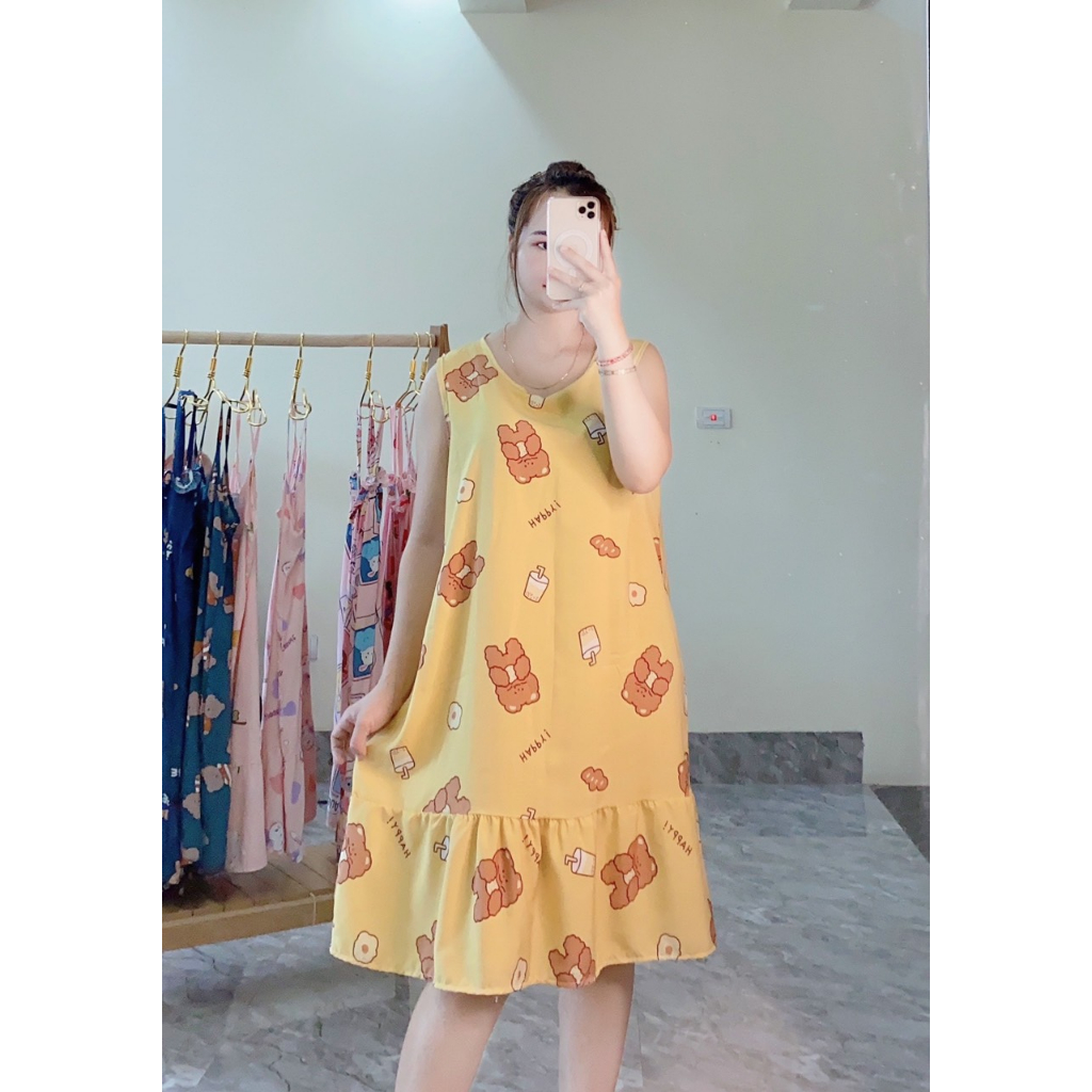 Váy lanh bầu dáng suông, mặc nhà Mùa HÈ cho bà bầu