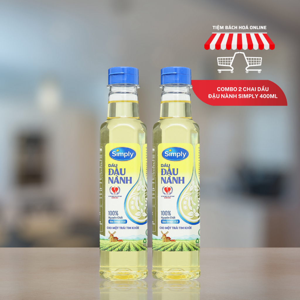 Combo 2 chai dầu đậu nành Simply 100% nguyên chất 400ml