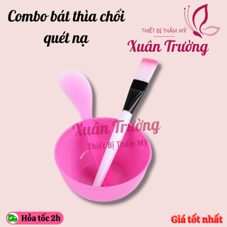 Bát - thìa - chổi nhựa dùng đắp mặt nạ | Bộ trộn mặt nạ nhựa cho spa