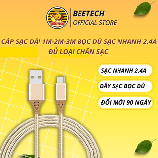 Cáp sạc nhanh bọc dù , dây sạc chống đứt gãy dài 1m,2m,3m chânip/micro Usb/Type C-Beetech