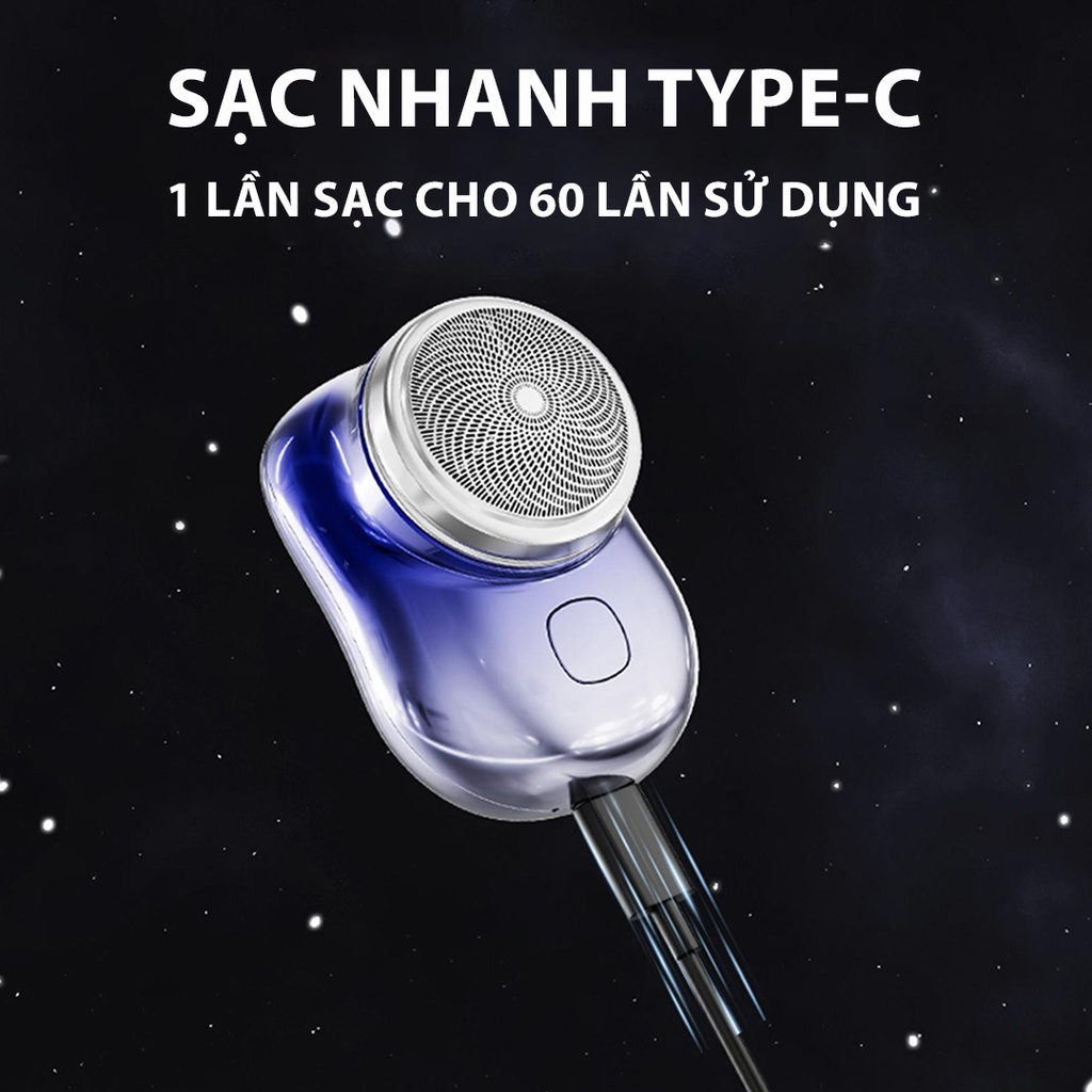 HEYLOOK Máy Cạo Râu Mini Chống Nước Sạc USB 6 lưỡi kép tự mài tiện dụng cho nam