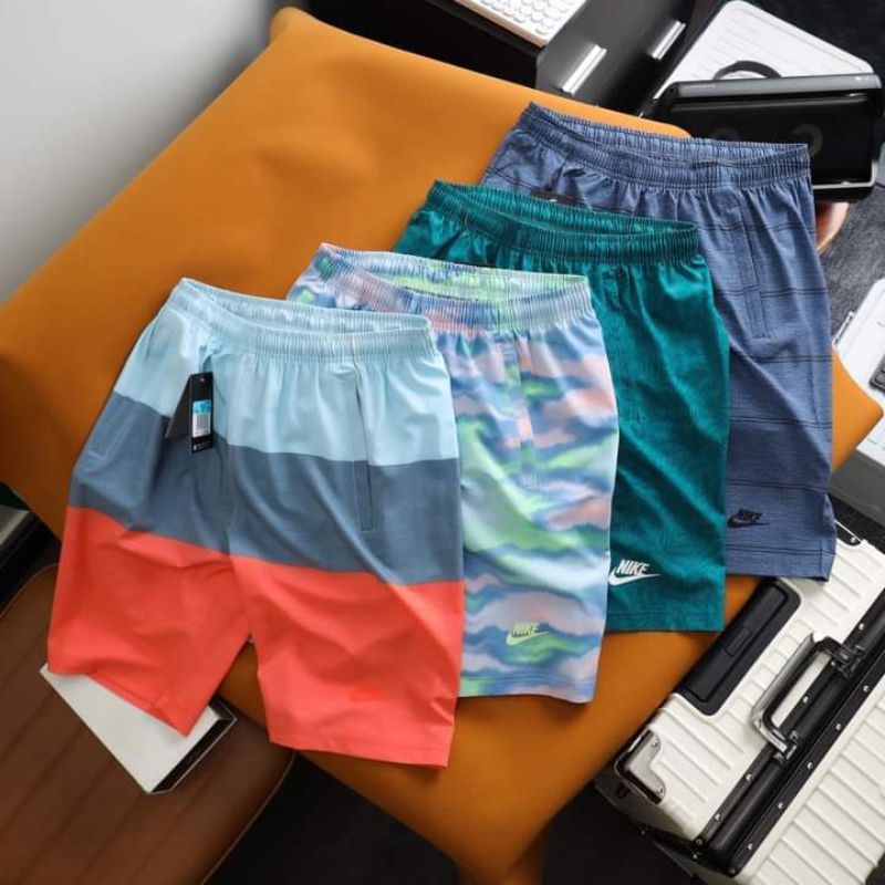 Quần short - Quần sọt thể thao chất vải dù thun dày dặn vừa phải co giãn nhẹ 2 túi khoá kéo form ngang gối