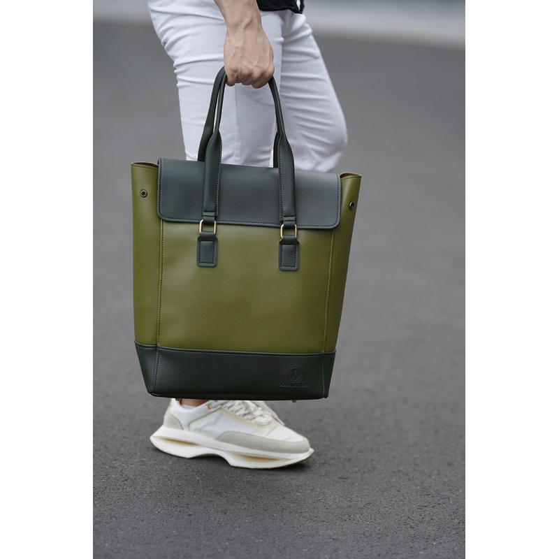 Túi da KHÔISTORE | Max_Túi tote balo đeo chéo đa năng_Túi thiết kế_Hàng thủ công_Túi du lịch_Công sở_Màu xanh lá