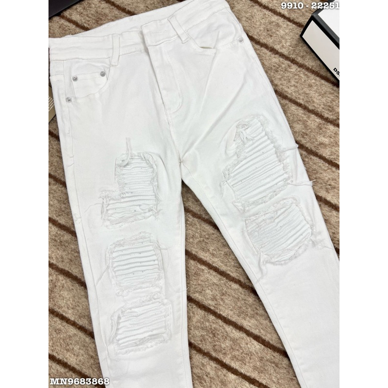 Xả kho hình ảnhthật quần jen nam màu trắng vá da hình ảnh thật mẫu  mới  nhất 2023 được kiểm tra hàng màu trắng ông côn