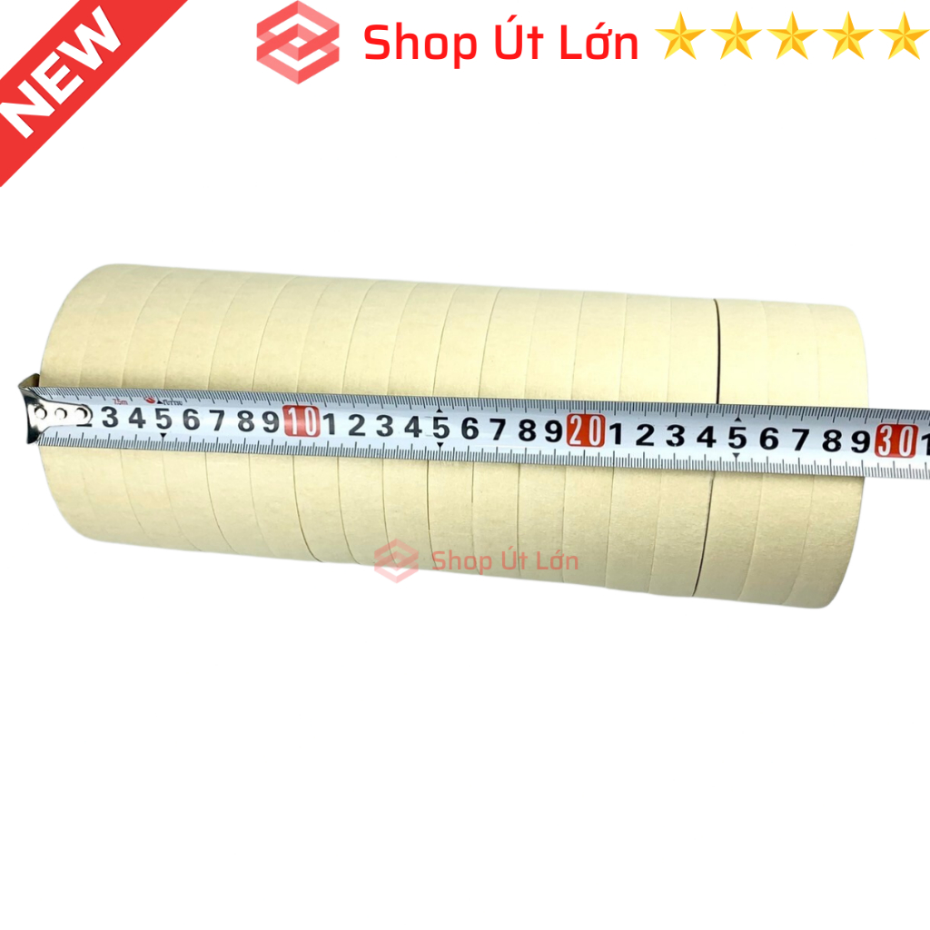 Băng keo giấy rộng 1.5cm, dài 50 mét màu trắng, 1 cây 17 cuộn, giá tại xưởng