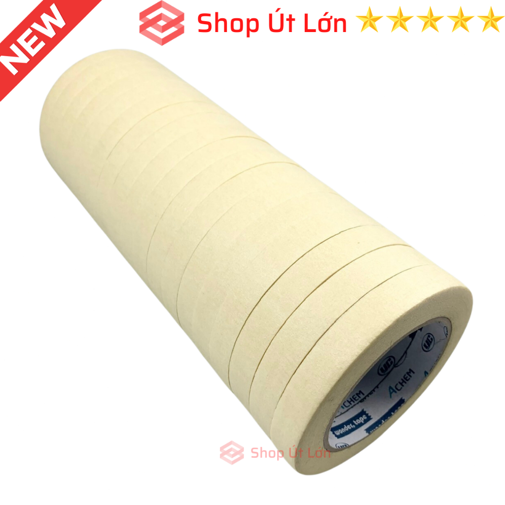 Băng keo giấy rộng 1.5cm, dài 50 mét màu trắng, 1 cây 17 cuộn, giá tại xưởng