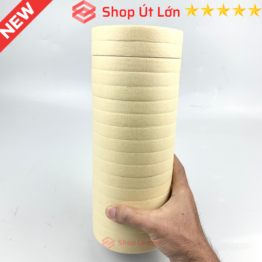 Băng keo giấy rộng 1.5cm, dài 50 mét màu trắng, 1 cây 17 cuộn, giá tại xưởng
