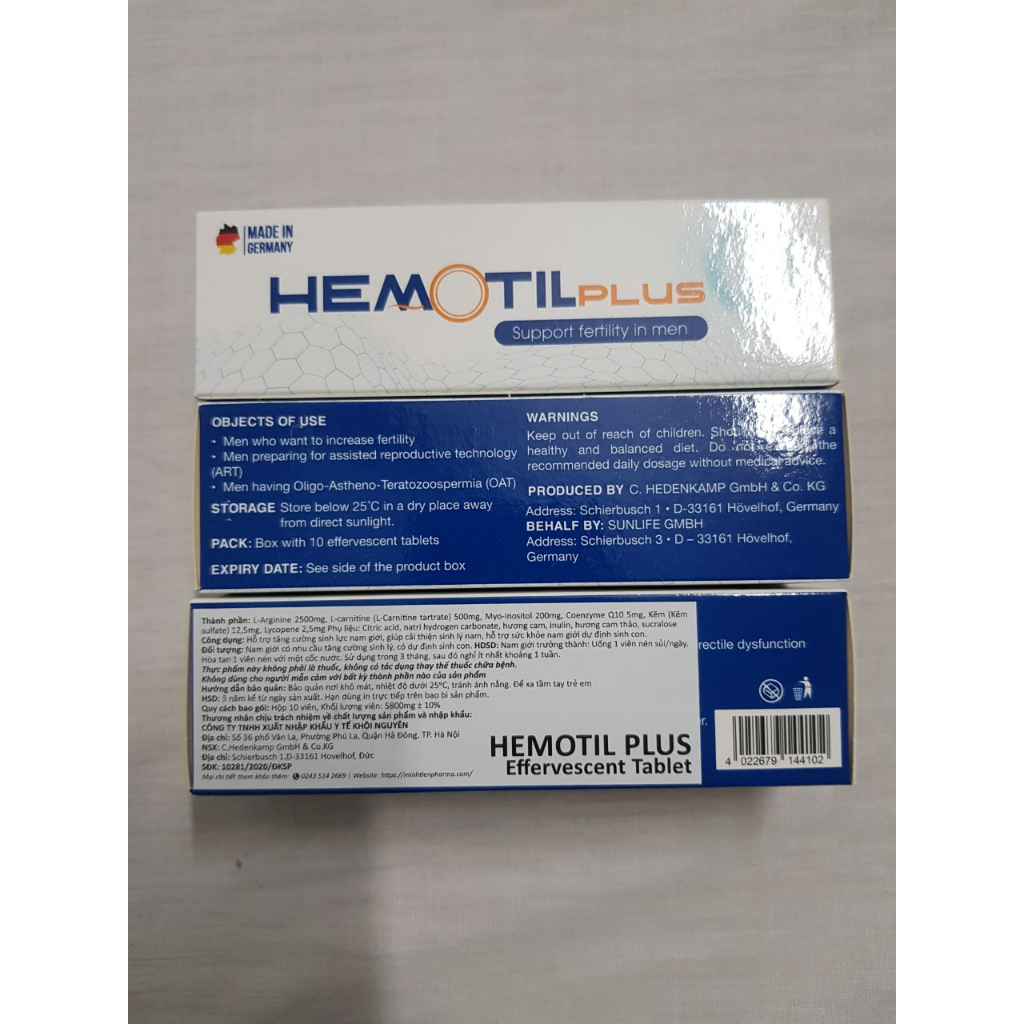 Hemotil Plus - Viên sủi hỗ trợ sinh sản nam giới tinh trùng yếu