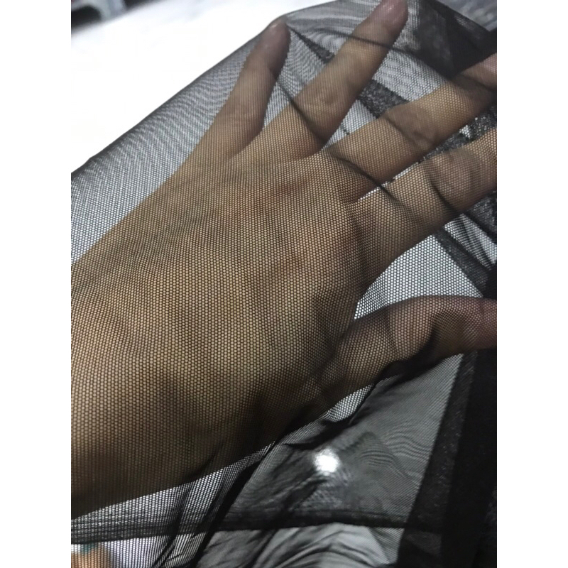 Vải thun lưới dai màu đen mềm mịn co giãn 4 chiều may đầm váy áo ,thiết kế thời trang