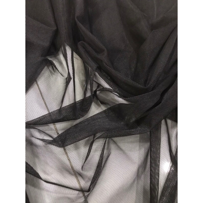 Vải thun lưới dai màu đen mềm mịn co giãn 4 chiều may đầm váy áo ,thiết kế thời trang