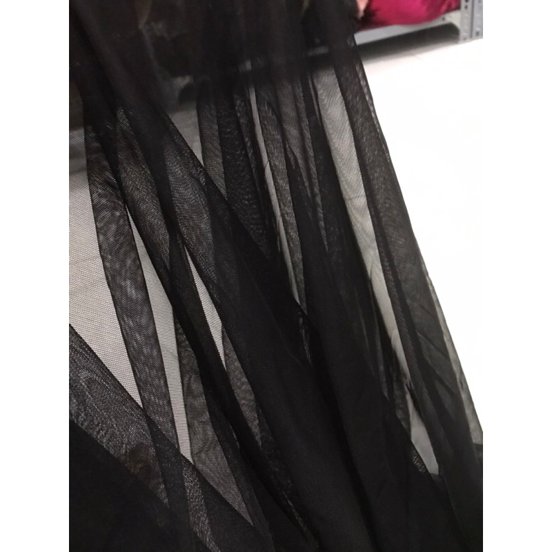 Vải thun lưới dai màu đen mềm mịn co giãn 4 chiều may đầm váy áo ,thiết kế thời trang